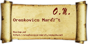 Oreskovics Marót névjegykártya